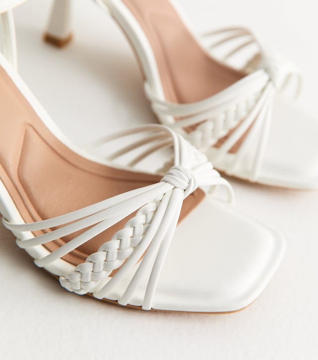 New Look Women's White Faux Leather Plaited Strap Sandals Vegan New Look - 3