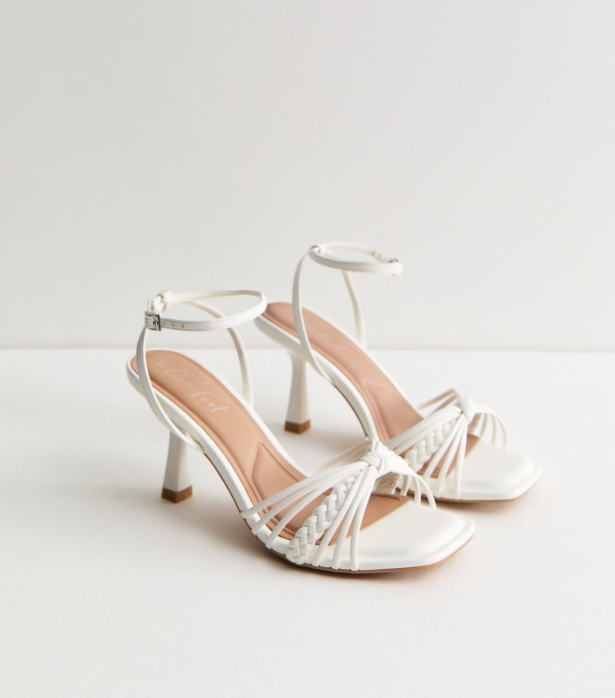 New Look Women's White Faux Leather Plaited Strap Sandals Vegan New Look - 4