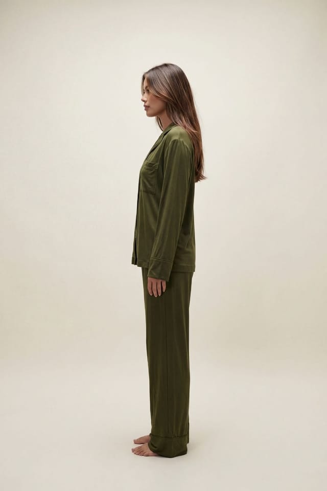 The Night Store The Night Store Women's Olive Modal Pyjama Trouser Set - 2