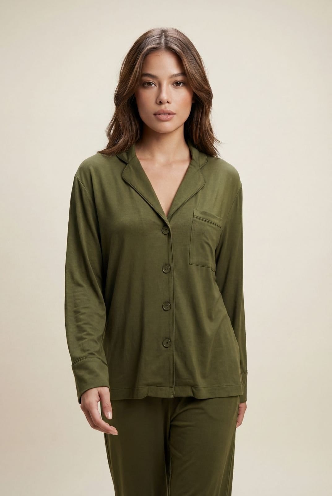 The Night Store The Night Store Women's Olive Modal Pyjama Trouser Set - 4