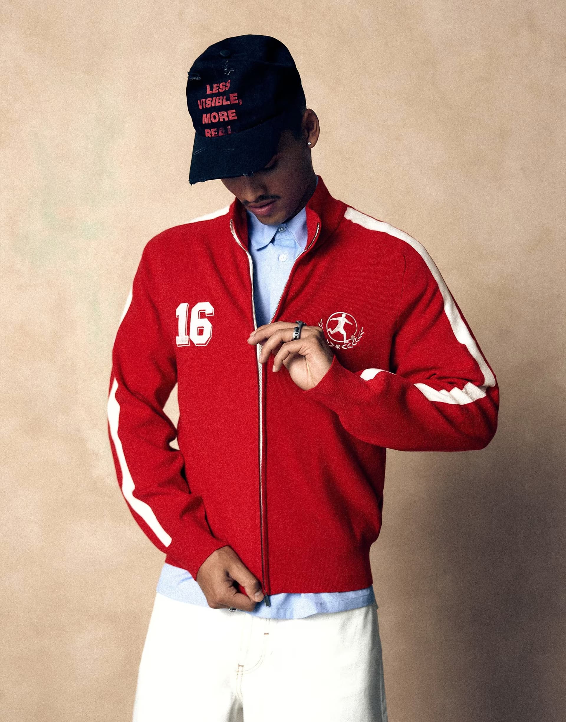 ASOS Bershka Embroidered zip-up jacket in red