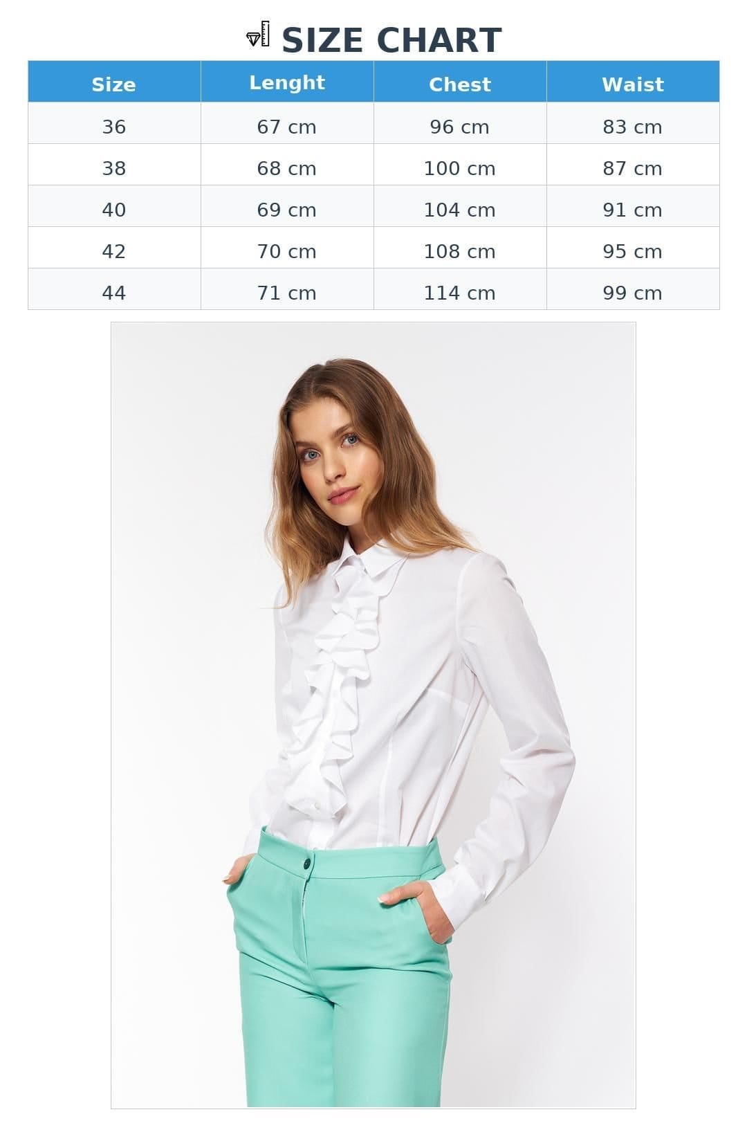 Love Lace Love Lace Women's Long Sleeve Cotton Shirt With Ruffled Collar in White - 4