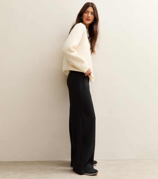 New Look Women's Black Elasticated Waist Wide Leg Trousers New Look - 3