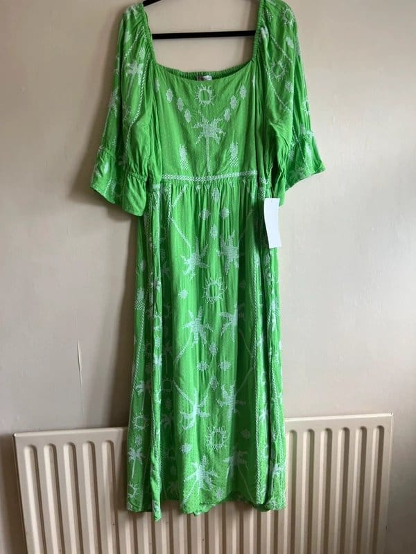 Never Fully Dressed Green Palm Cross Stitch Belle Dress