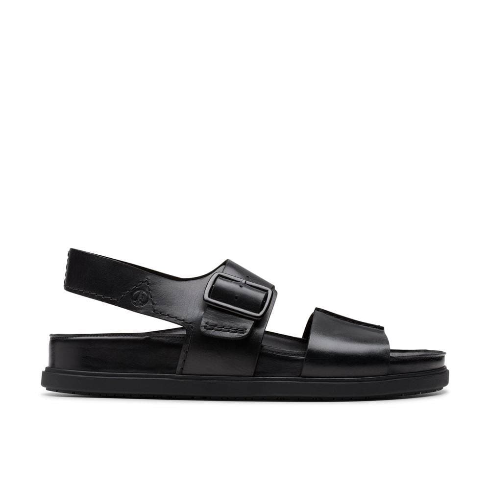 Clarks Clarks Men's Torford Strap Black Leather Flat Sandals