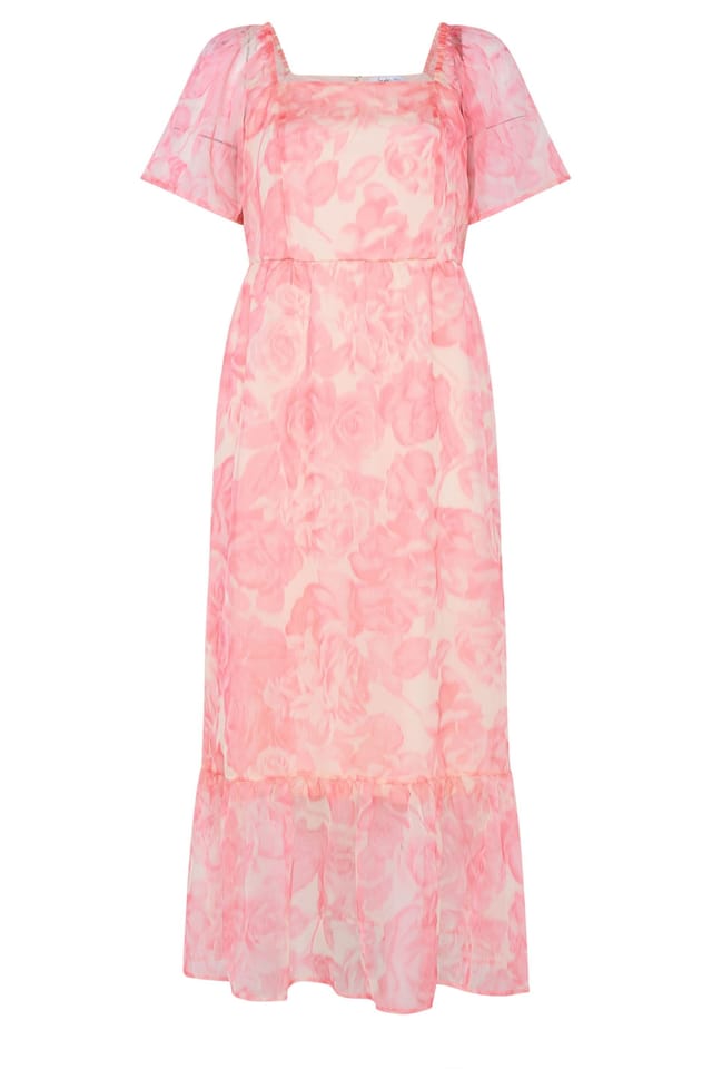 Yours Yours Women's Floral Organza Dress in Pink - 2