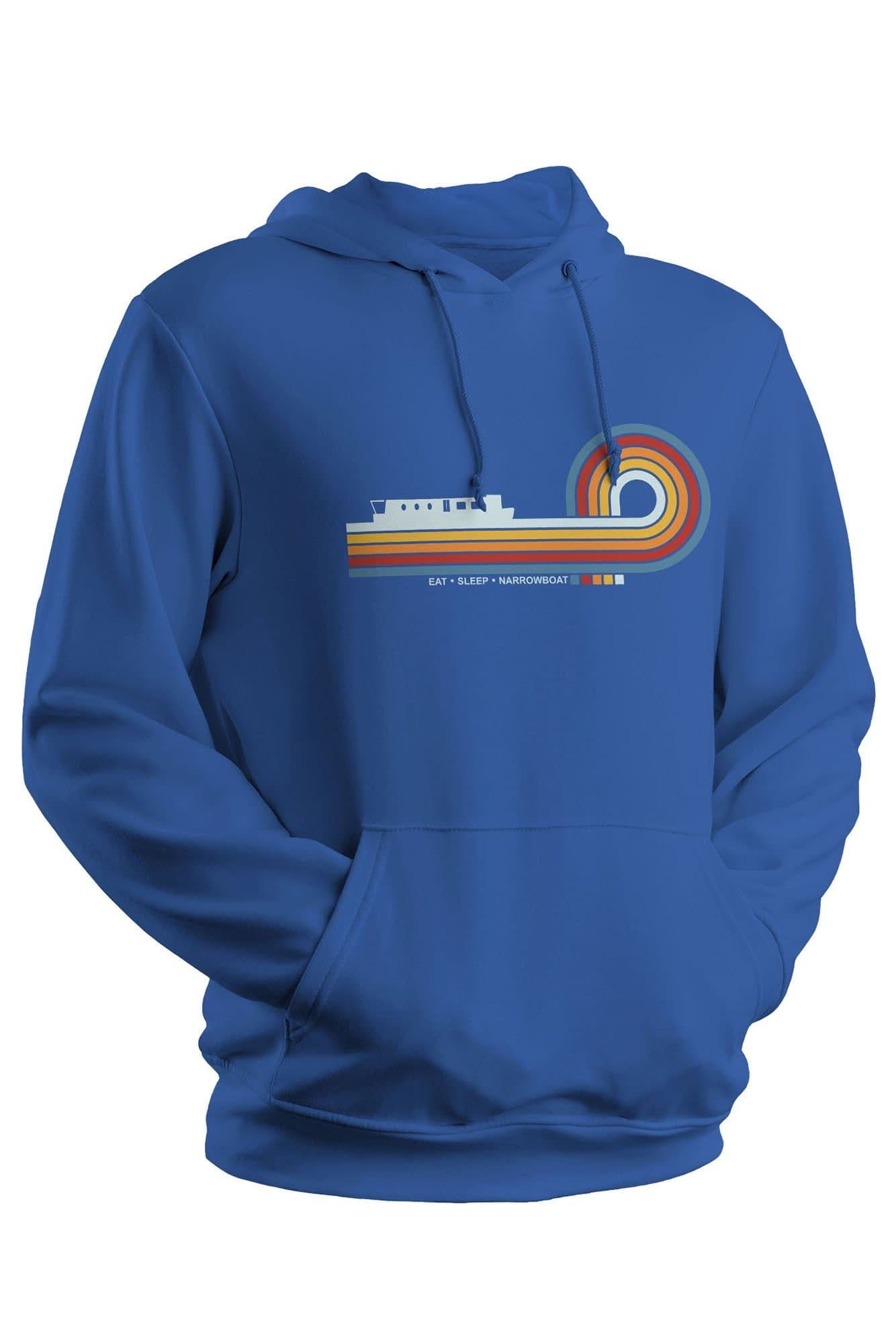 Bad Zebedee Bad Zebedee Men's Retro Lines Narrowboat Hoodie in Royal