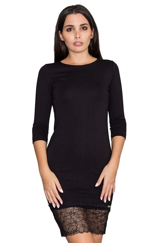 Love Lace Love Lace Women's Elegant Evening Dress with 3/4 Lace in Black - 2