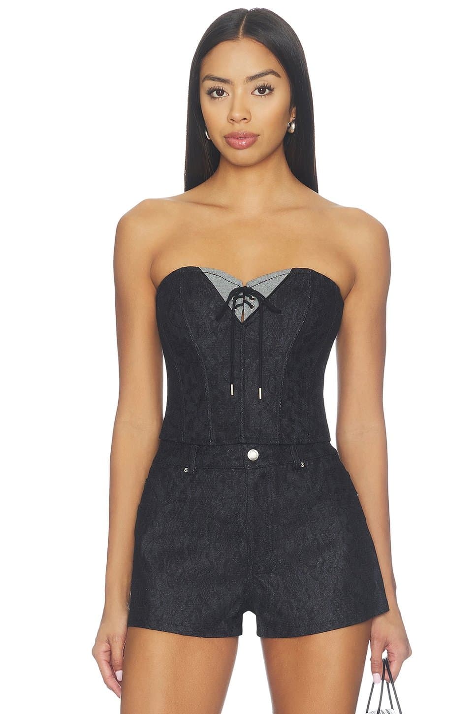 revolve Lace Denim Bustier