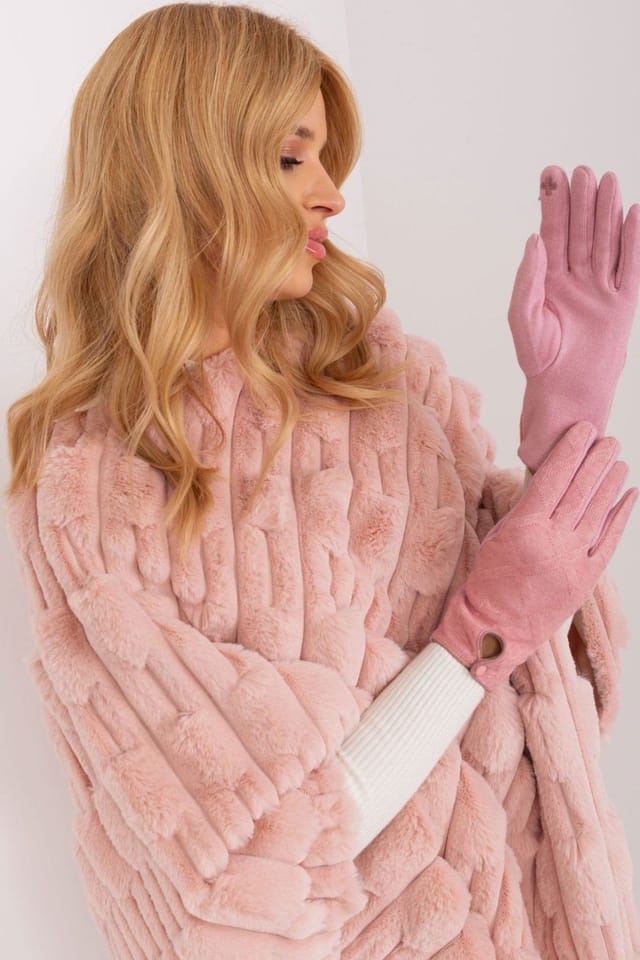 Love Lace Love Lace Women's Insulated Geometric Pattern Gloves with Touchscreen Thumb Button Cuff in Pink - 2