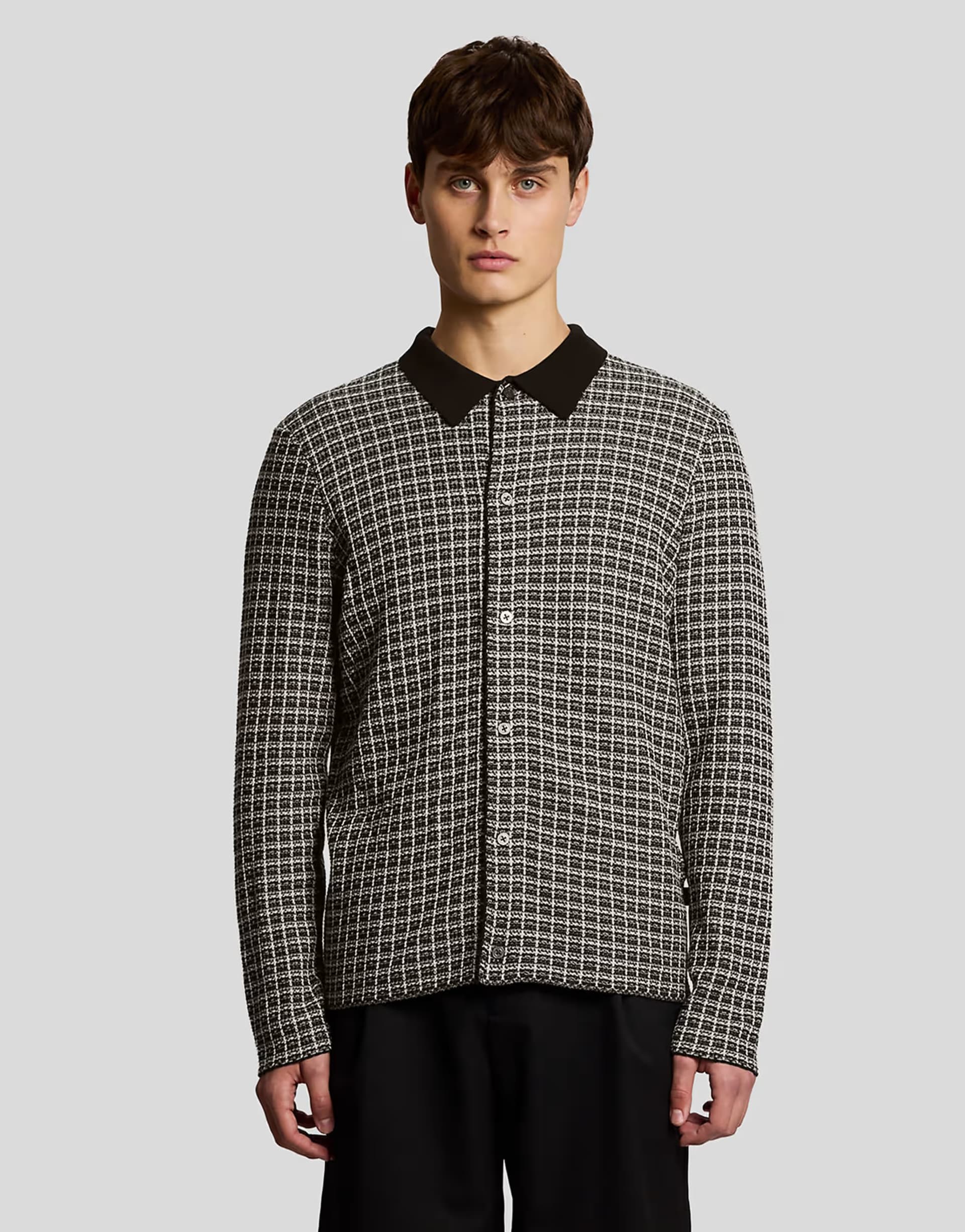 ASOS Lyle & Scott Mid knits basketweave jacquard cardigan in w835 lacquer