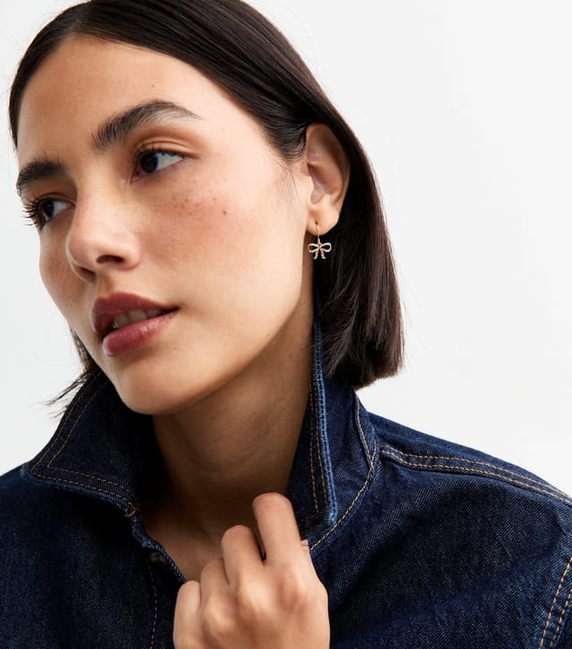 New Look Gold Tone Diamante Bow Earrings New Look - 2