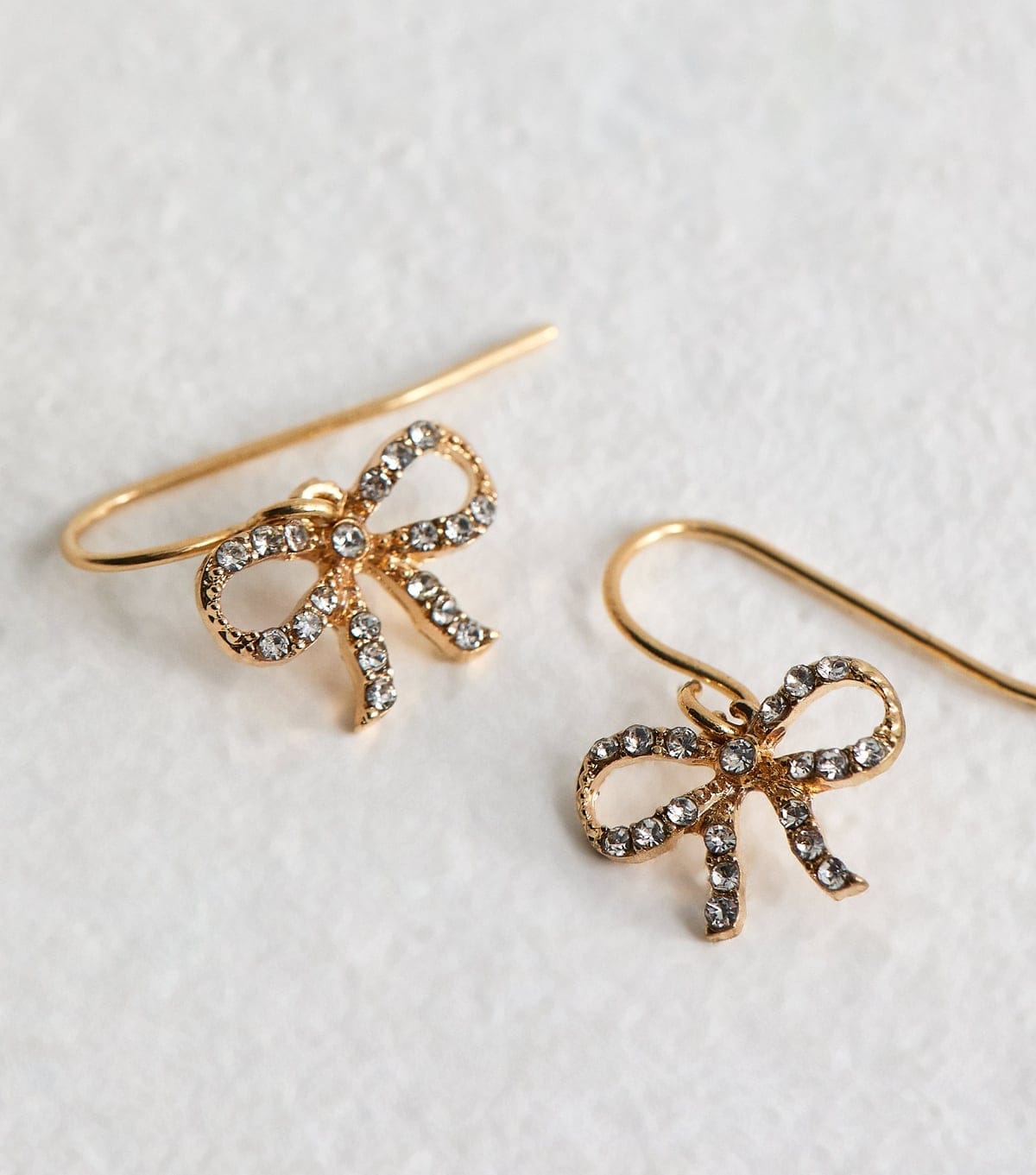 New Look Gold Tone Diamante Bow Earrings New Look - 4