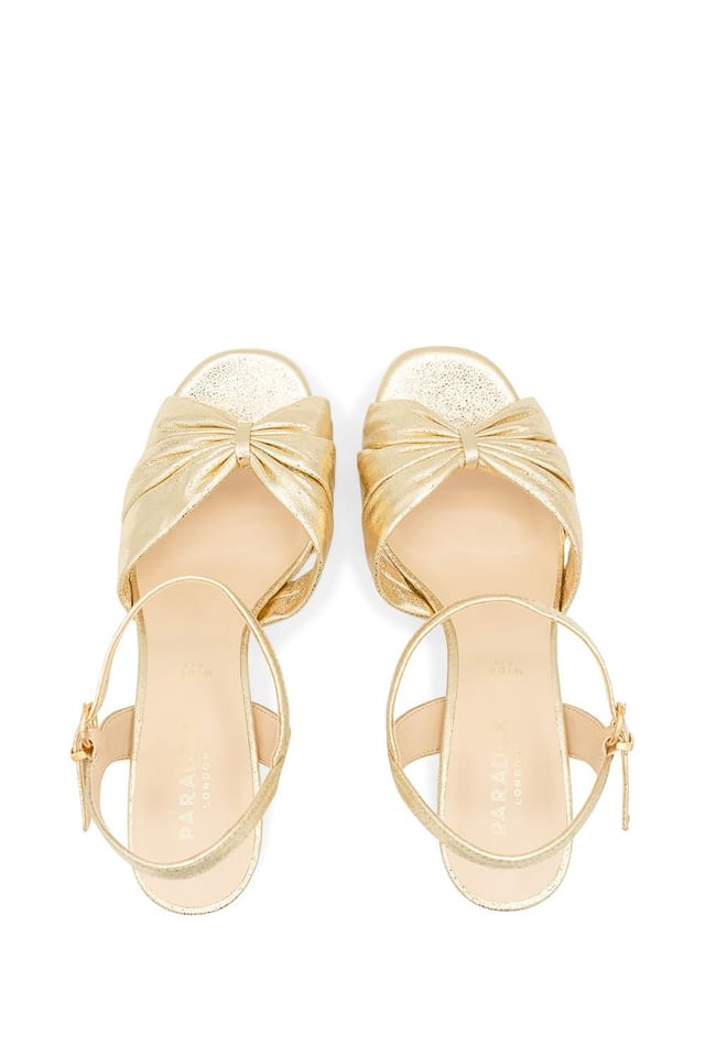 Paradox London Paradox London Women's Wide Fit 'Nerita' Platform Heeled Sandals in Metallic Gold - 3