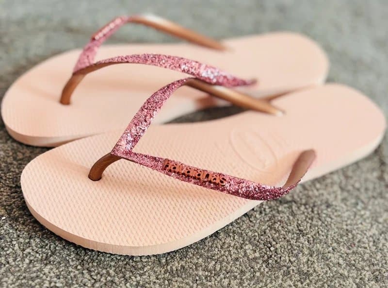 Havaianas Havaianas 6/7 pink glitter sandals 39/40  holiday party festival holiday beach wedding same day post