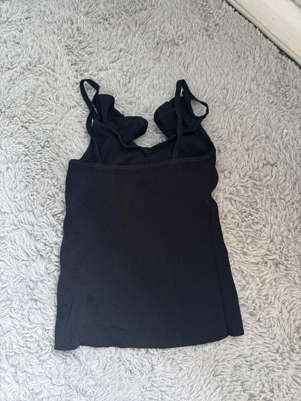 Bershka Black frilly tank top