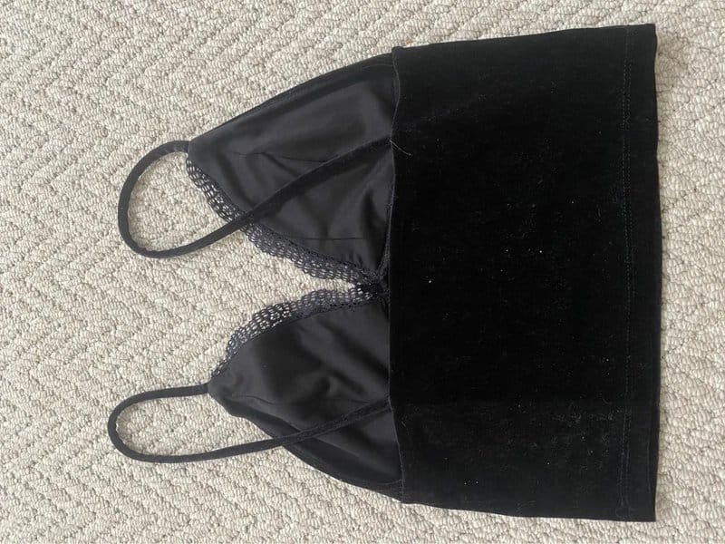 Bershka Black Velvet Tank Top with Lace Lining