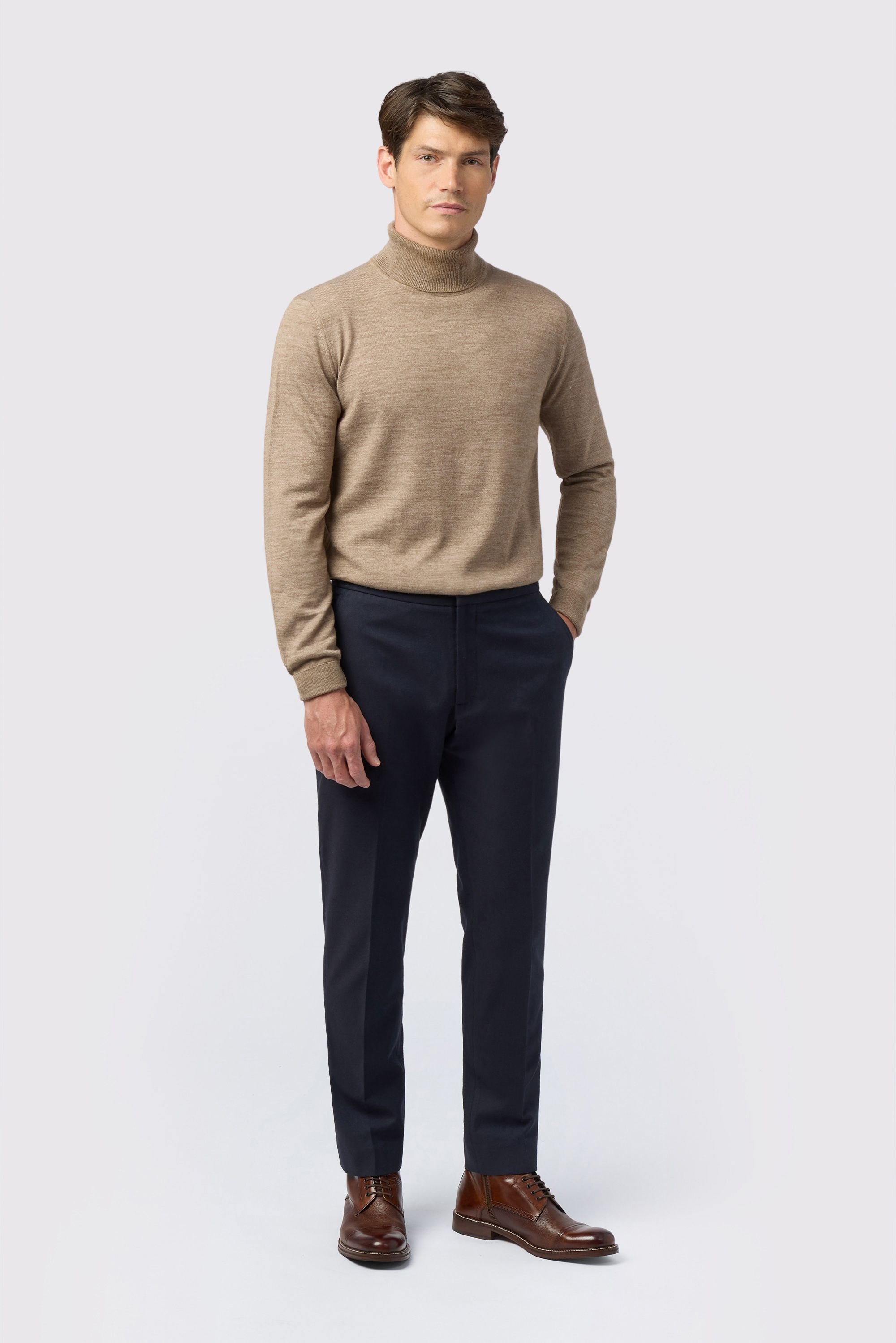 Melka Melka Men's Merino Knit Roll Neck Jumper in Yellow - 2