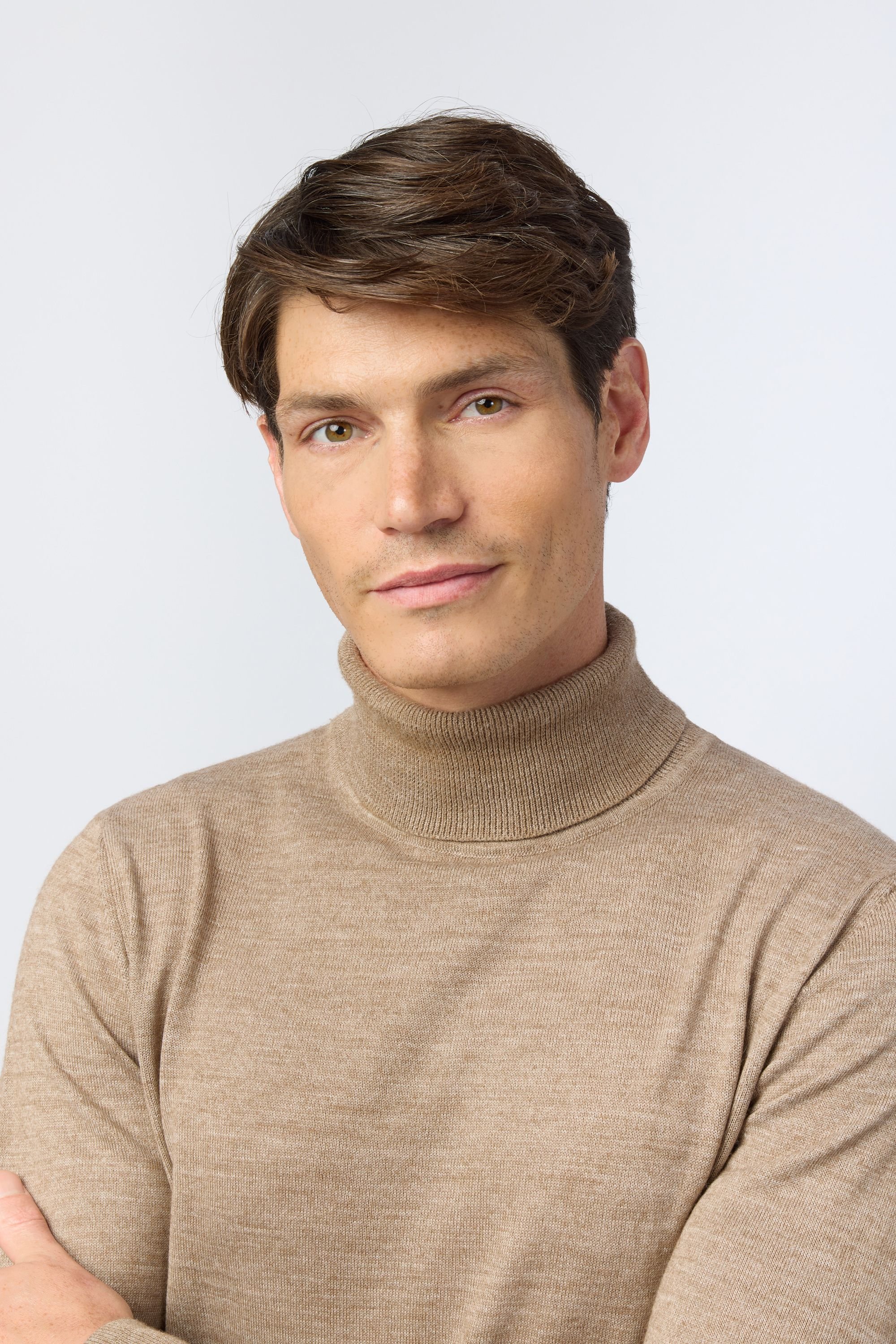 Melka Melka Men's Merino Knit Roll Neck Jumper in Yellow - 3