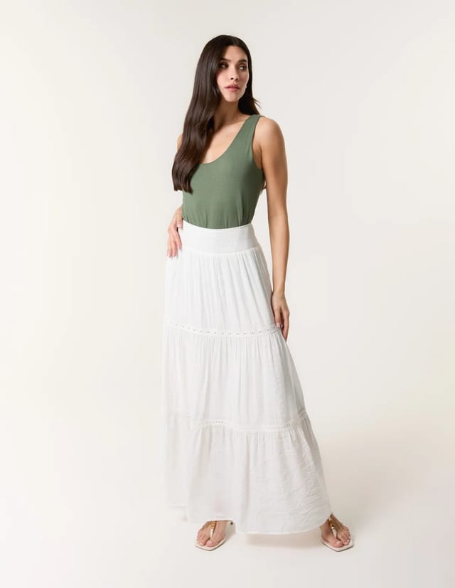 Blue Vanilla Mix Crochet Maxi Skirt - 2
