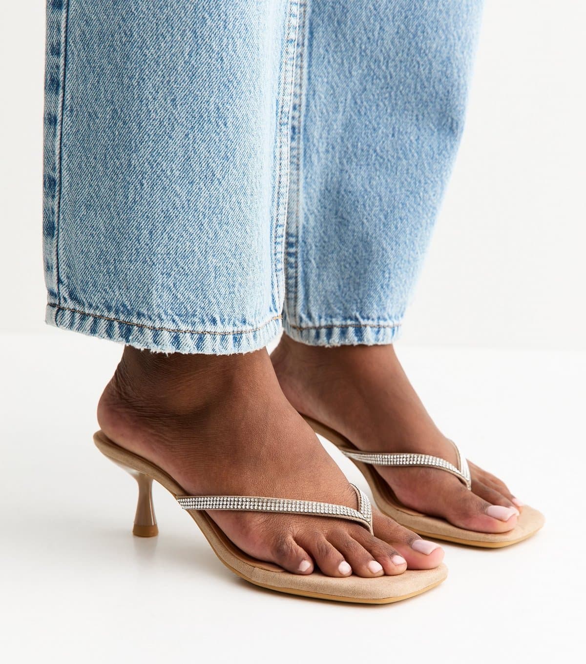 New Look Women's Light Brown Diamante Embellished Mules Vegan New Look