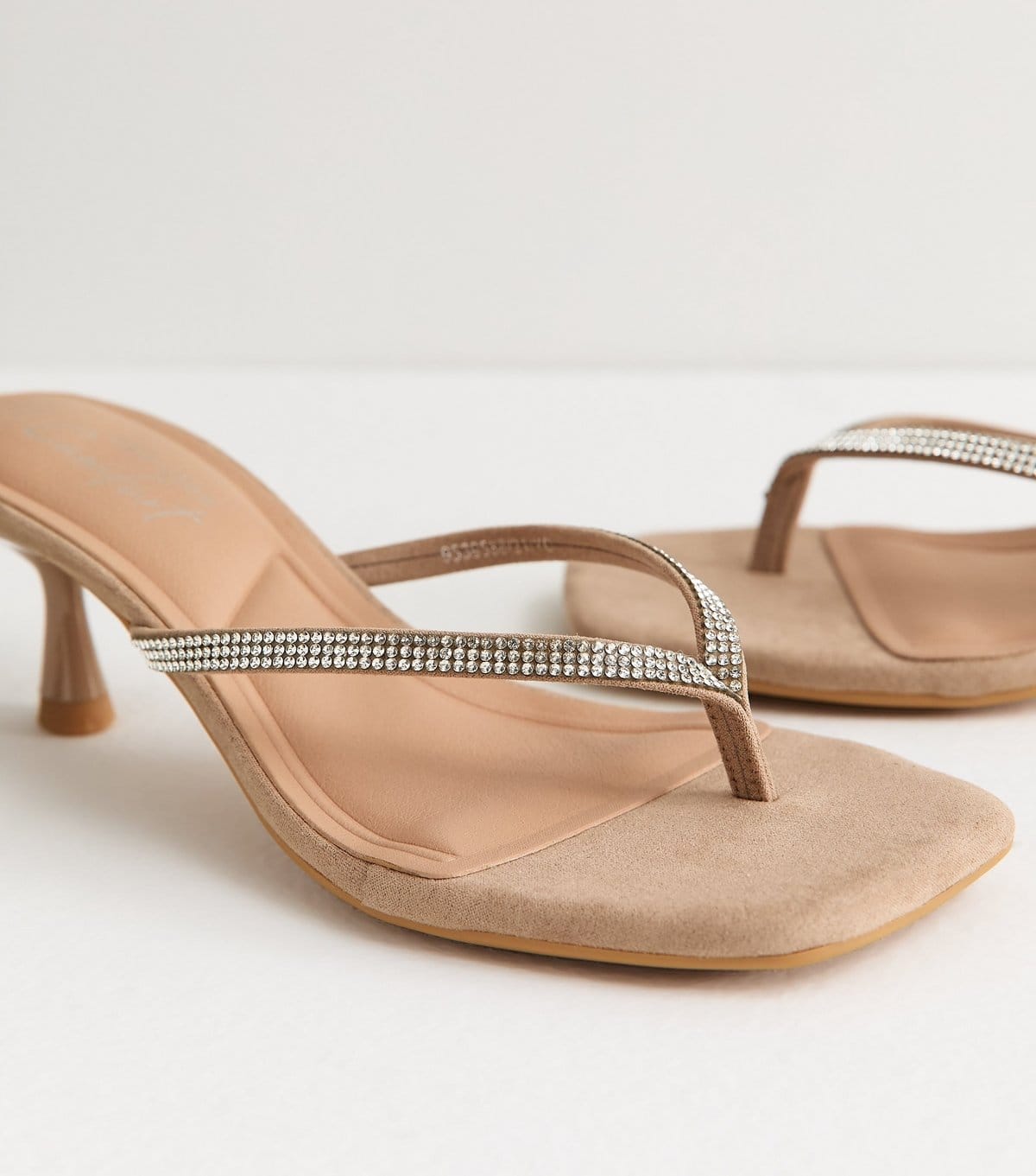 New Look Women's Light Brown Diamante Embellished Mules Vegan New Look - 4