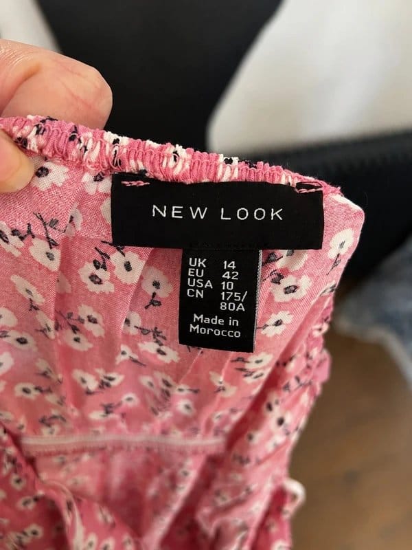 New Look Pink Floral Midi Dress – Size 14