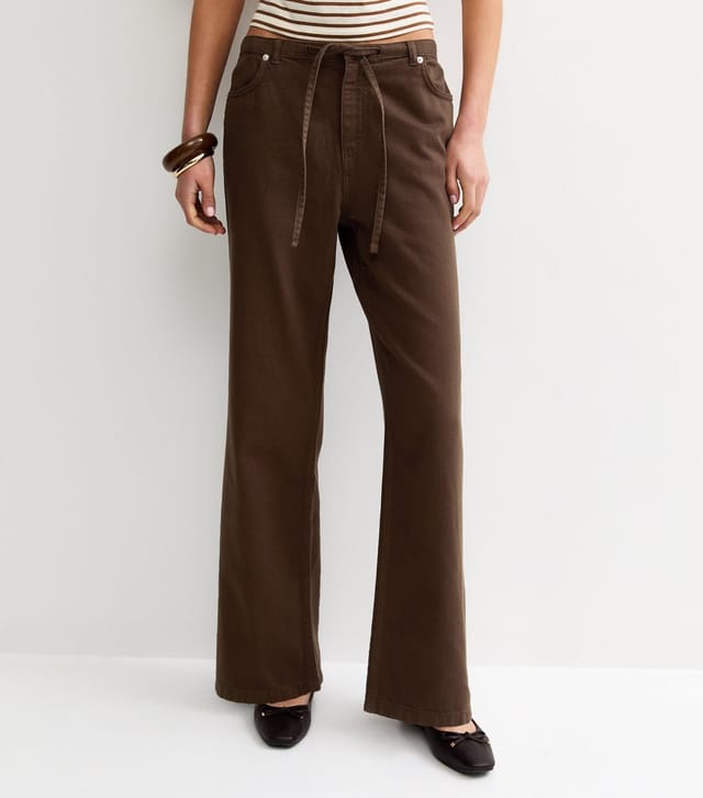 New Look Women's Brown Tie Waist Wide Leg Jeans New Look - 2