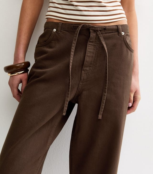 New Look Women's Brown Tie Waist Wide Leg Jeans New Look - 3