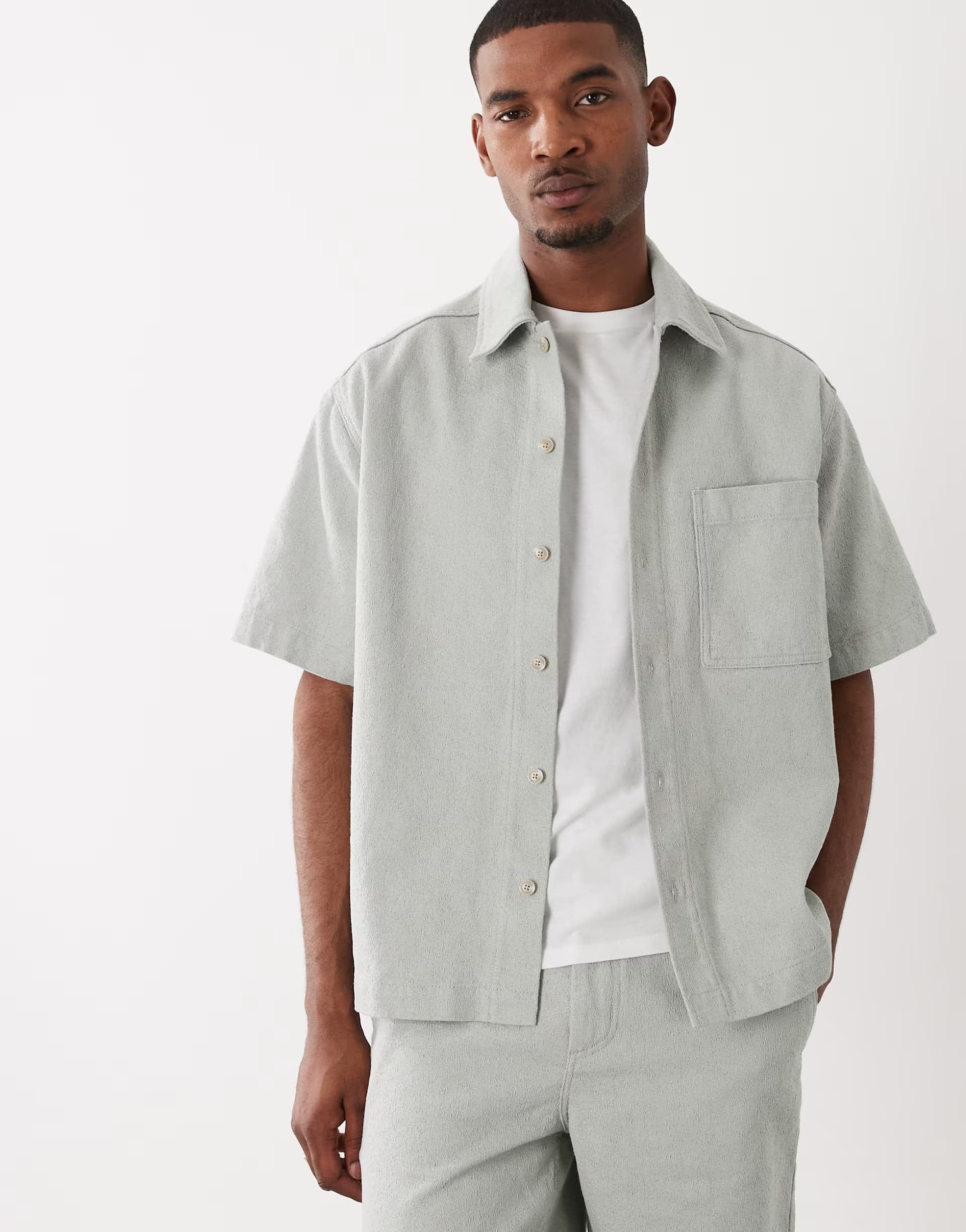 ASOS Hugo Boss co-ord denim short sleeve button up shirt in turquoise