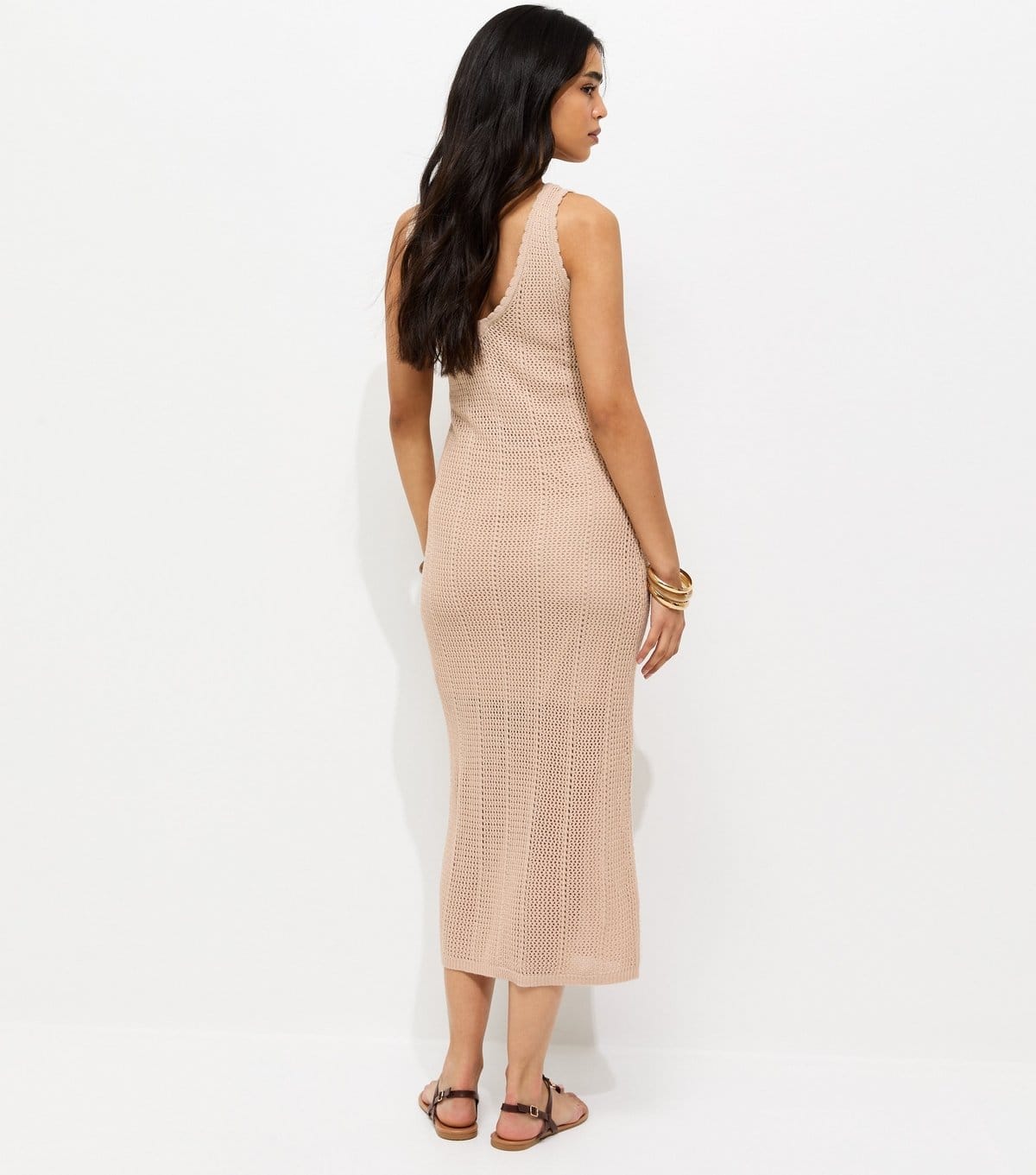 New Look Women's Oatmeal Stitchy Crochet Shell Applique Dress New Look - 4