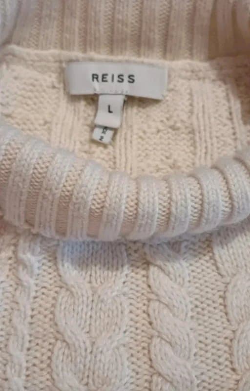 Reiss Reiss Martha Cream Cable Knit Wool Blend Jumper- size L/16