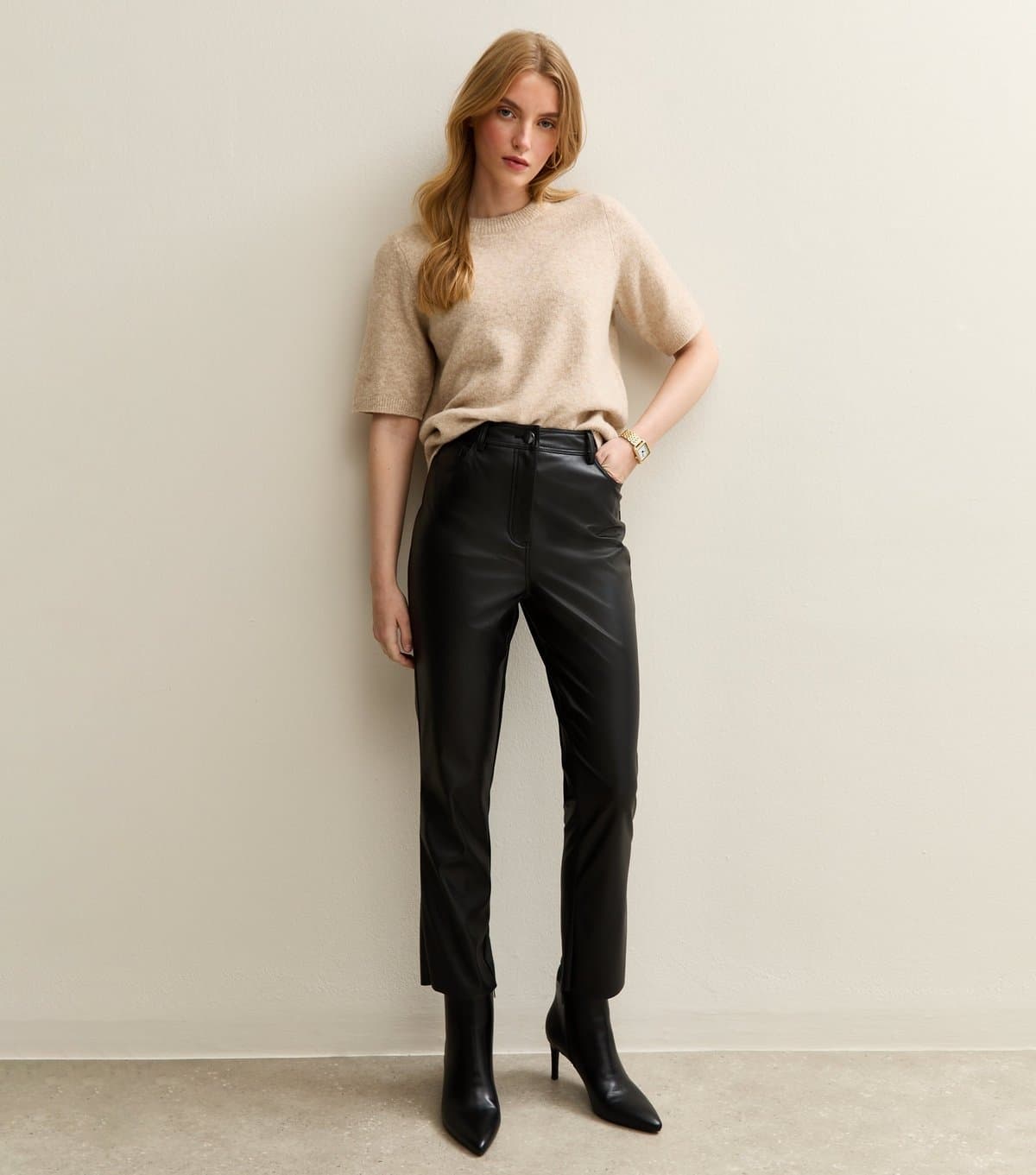 New Look New Look Black Faux Leather Trousers