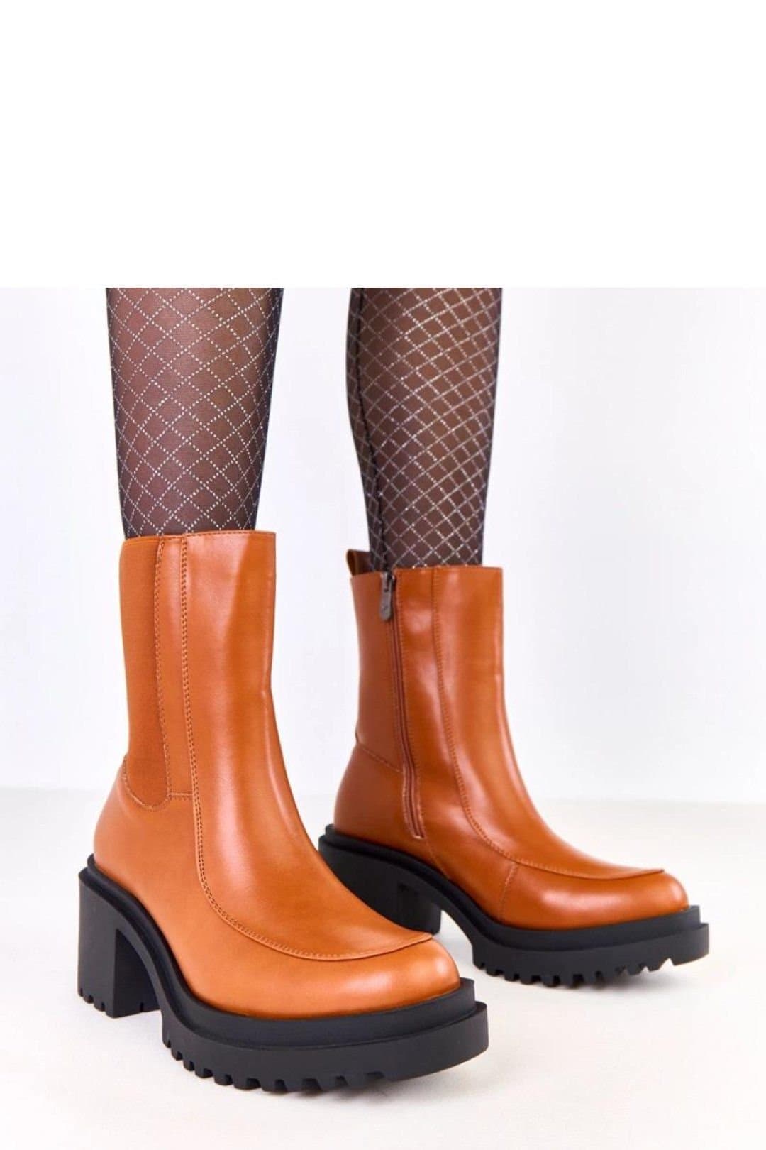Love Lace Love Lace Women's Stylish Ankle Boots with Heel Warm Lining Elastic Sides in Brown