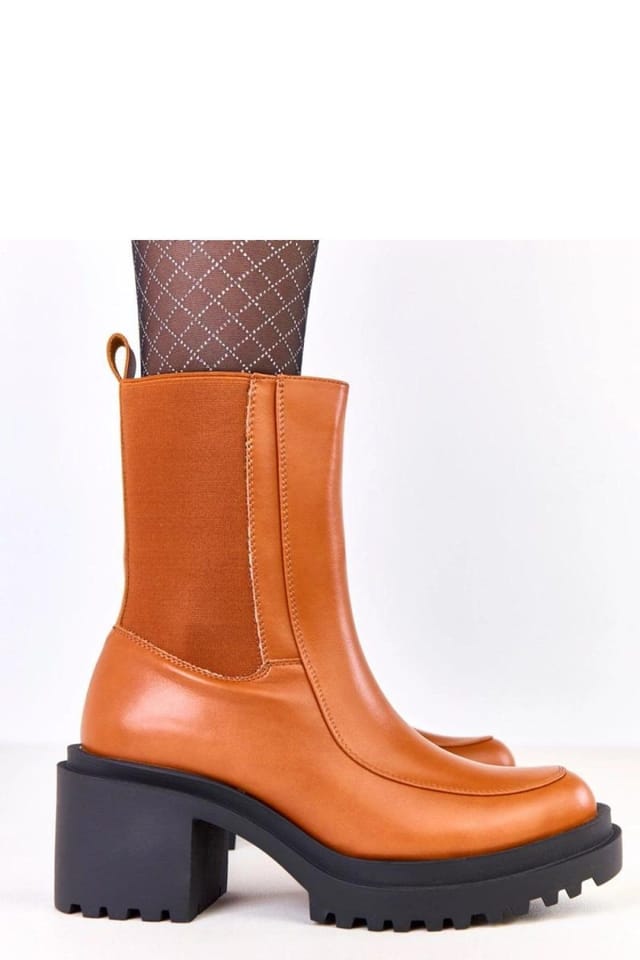 Love Lace Love Lace Women's Stylish Ankle Boots with Heel Warm Lining Elastic Sides in Brown - 2