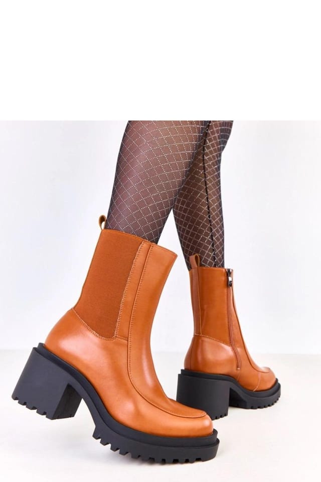 Love Lace Love Lace Women's Stylish Ankle Boots with Heel Warm Lining Elastic Sides in Brown - 3