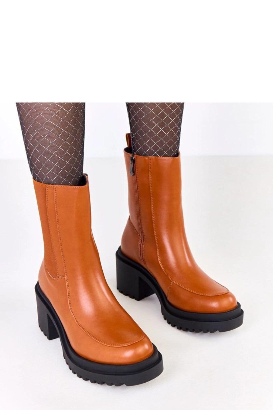 Love Lace Love Lace Women's Stylish Ankle Boots with Heel Warm Lining Elastic Sides in Brown - 4