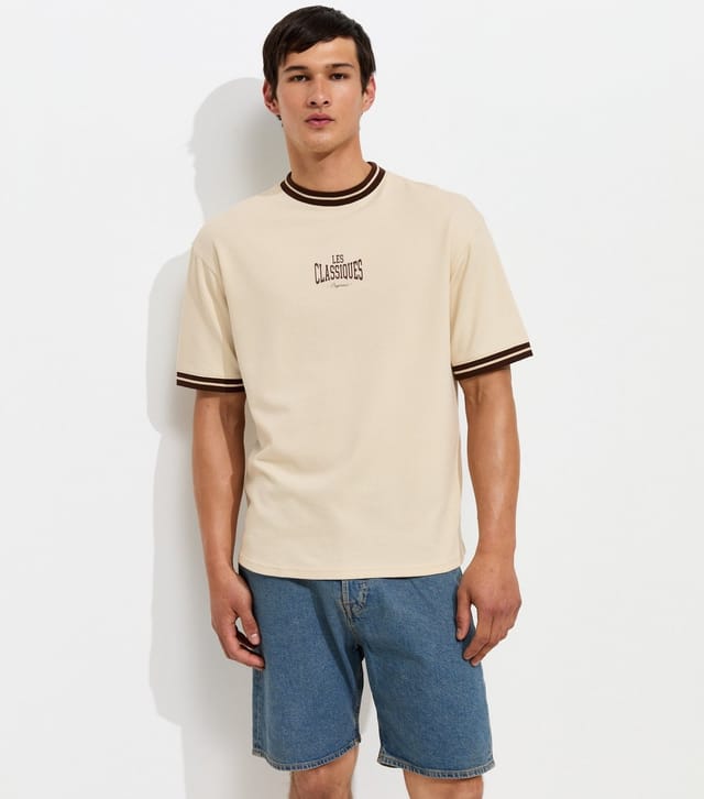 New Look Men's Only & Sons Cream Cotton Rich Classiques Boxy T-Shirt New Look - 3