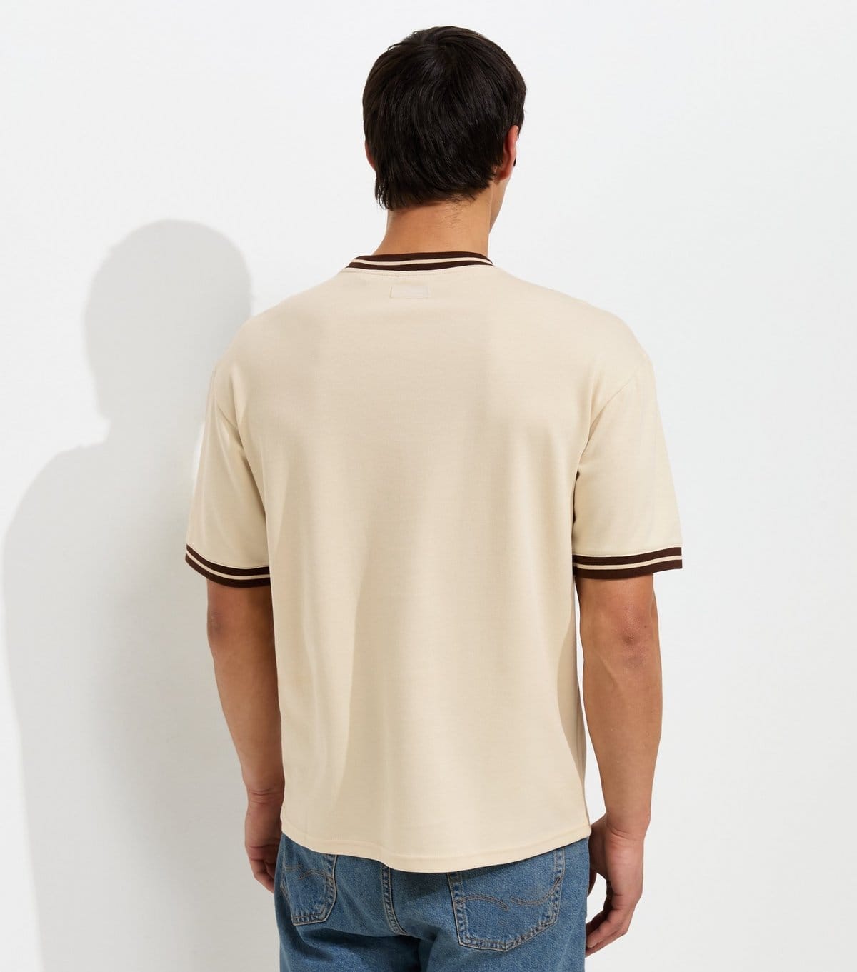 New Look Men's Only & Sons Cream Cotton Rich Classiques Boxy T-Shirt New Look - 4