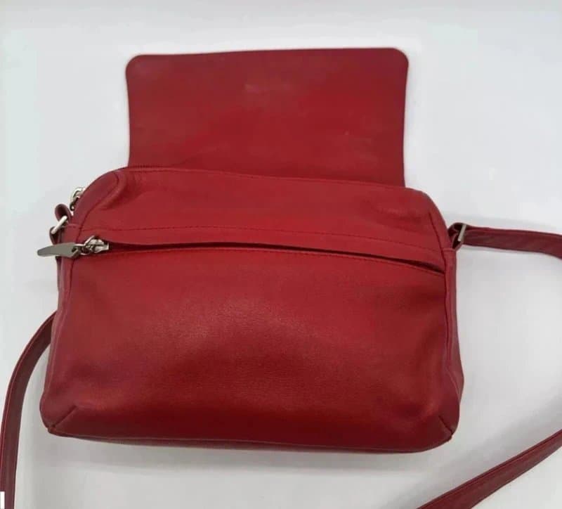 DKNY DKNY Bag Red Over Shoulder Cross Body Designer Logo Leather Adjustable Pockets