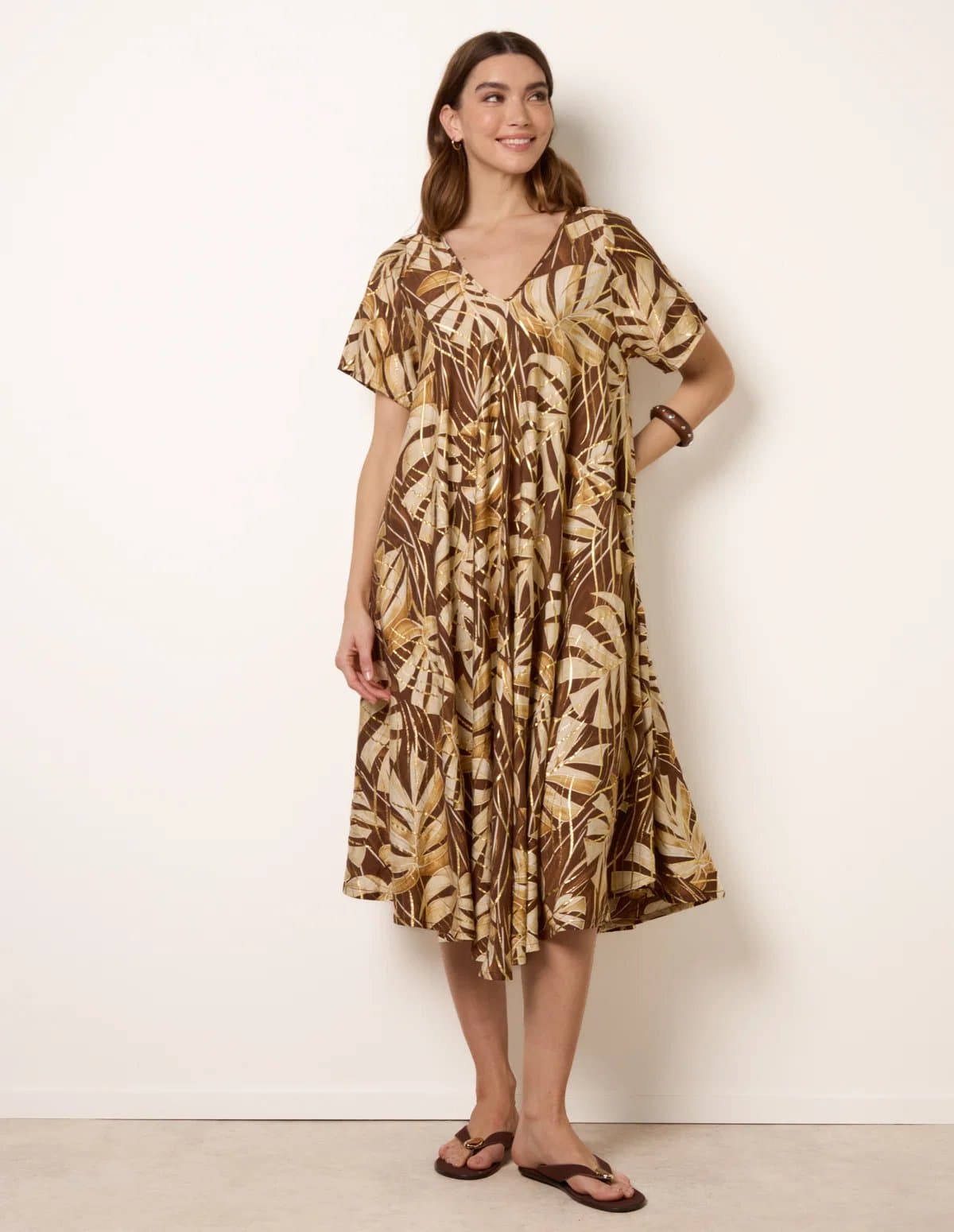 Blue Vanilla Topical Print Kimono Style Oversized Dress