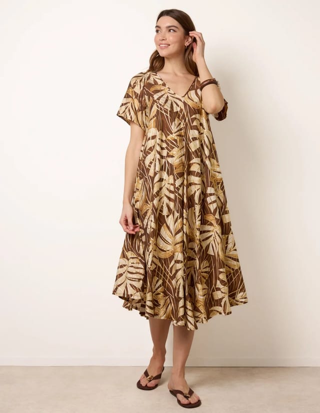 Blue Vanilla Topical Print Kimono Style Oversized Dress - 3