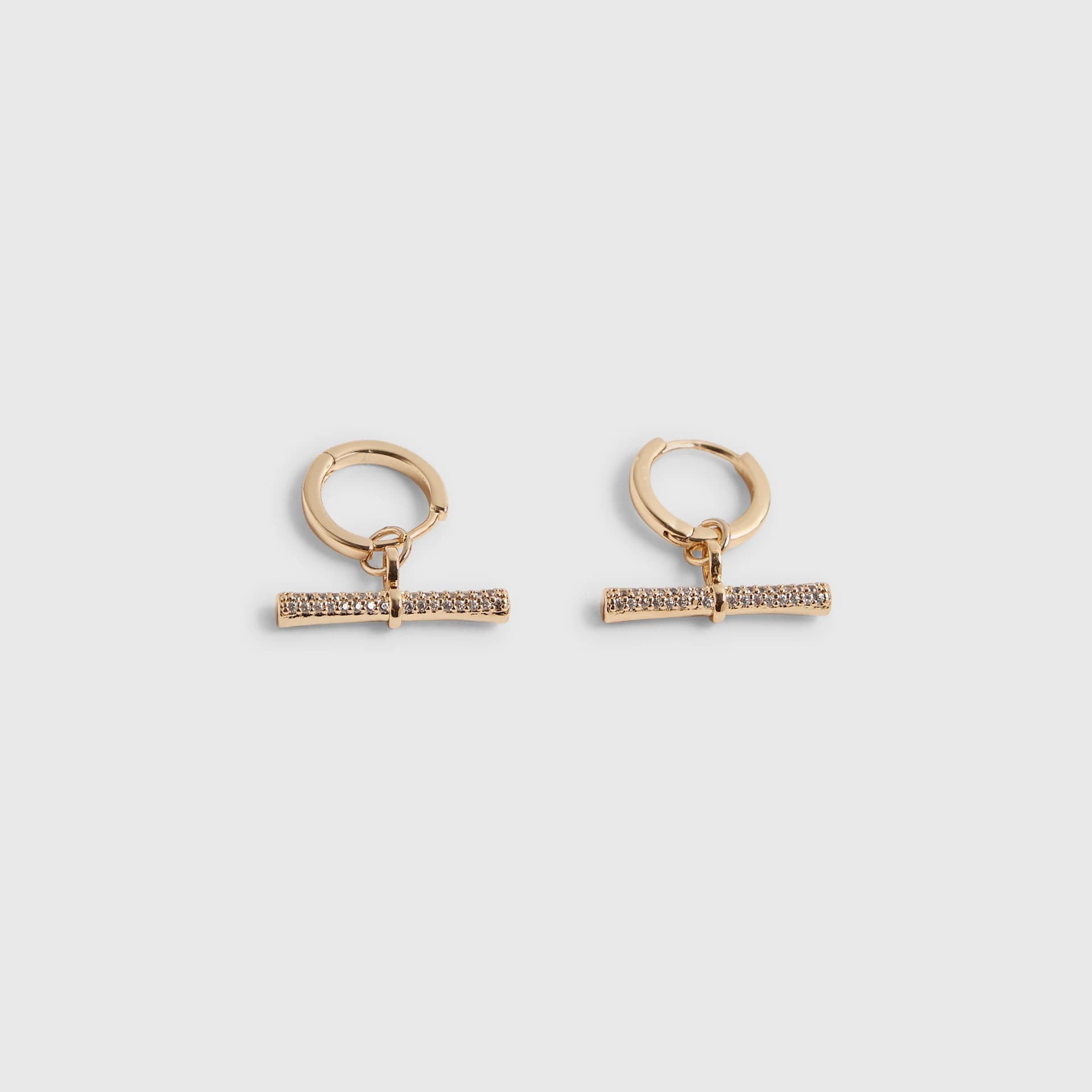 River Island River Island Womens Gold Diamond Simulant T Bar Earrings