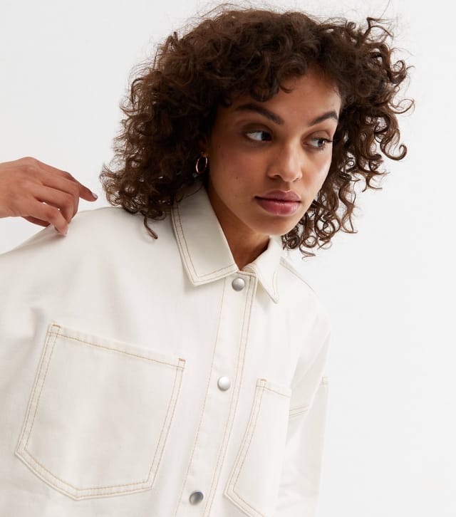 New Look Women's Off White Denim Shacket New Look - 2