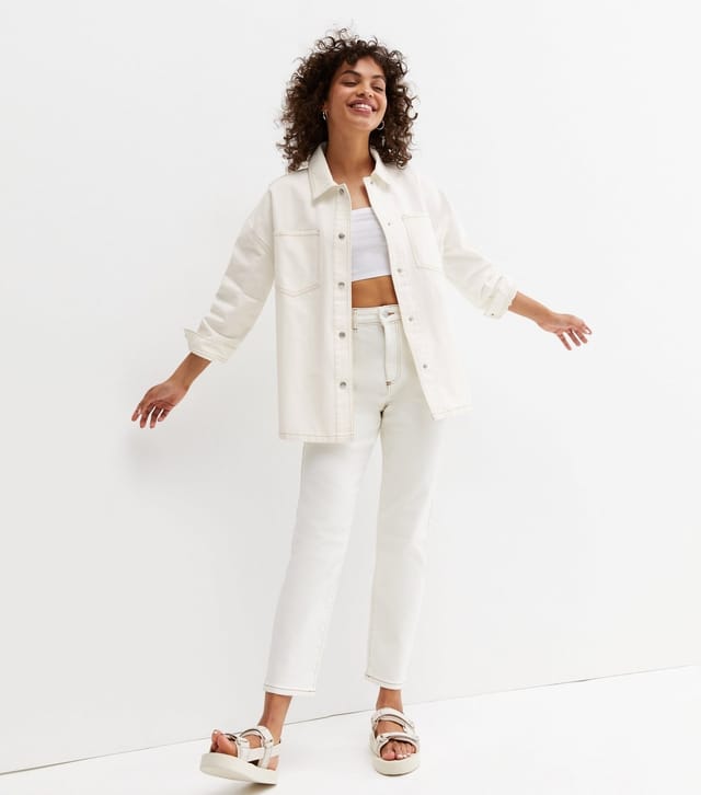 New Look Women's Off White Denim Shacket New Look - 3