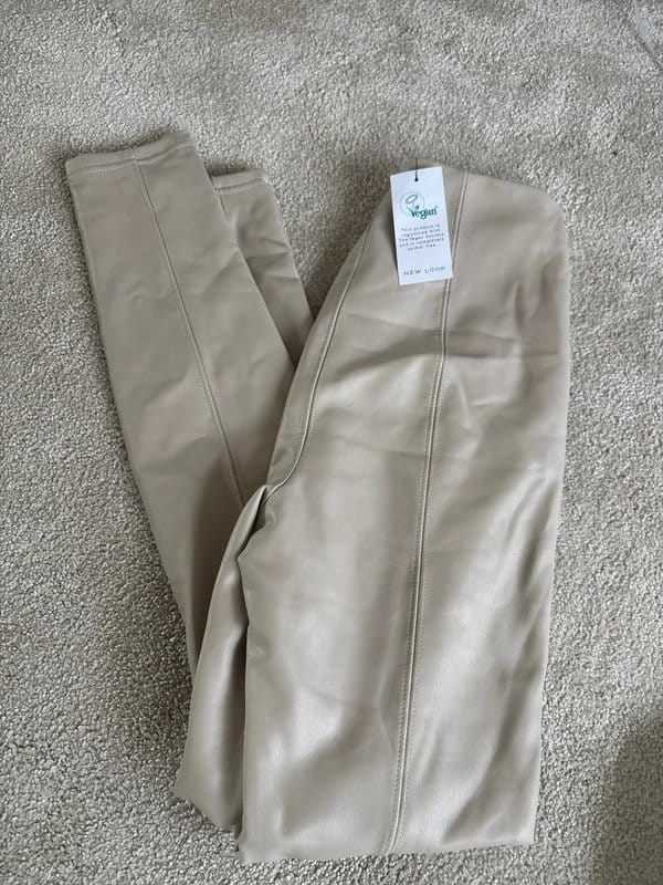 New Look Beige Vegan Leather Pants