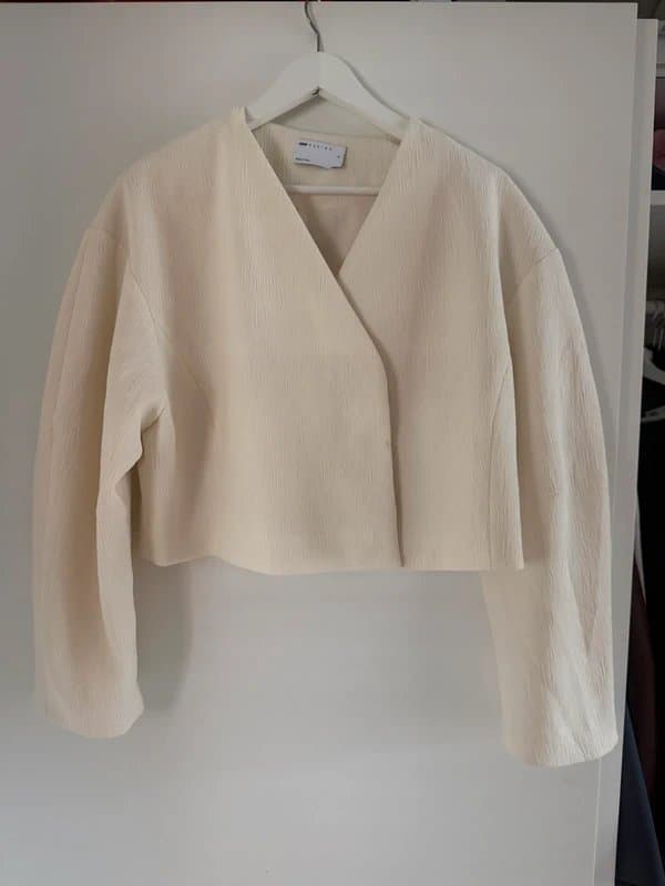 ASOS ASOS cream crinkle cropped blazer
