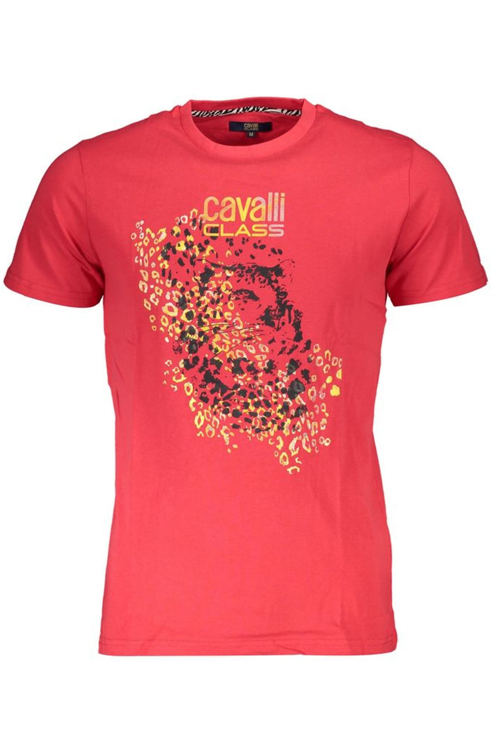Cavalli Class Cavalli Class Men's Leopard Print Short Sleeve Tee in Coral