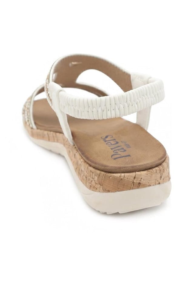 Pavers Pavers Women's Wide Fit Elasticated Sandals in White - 3