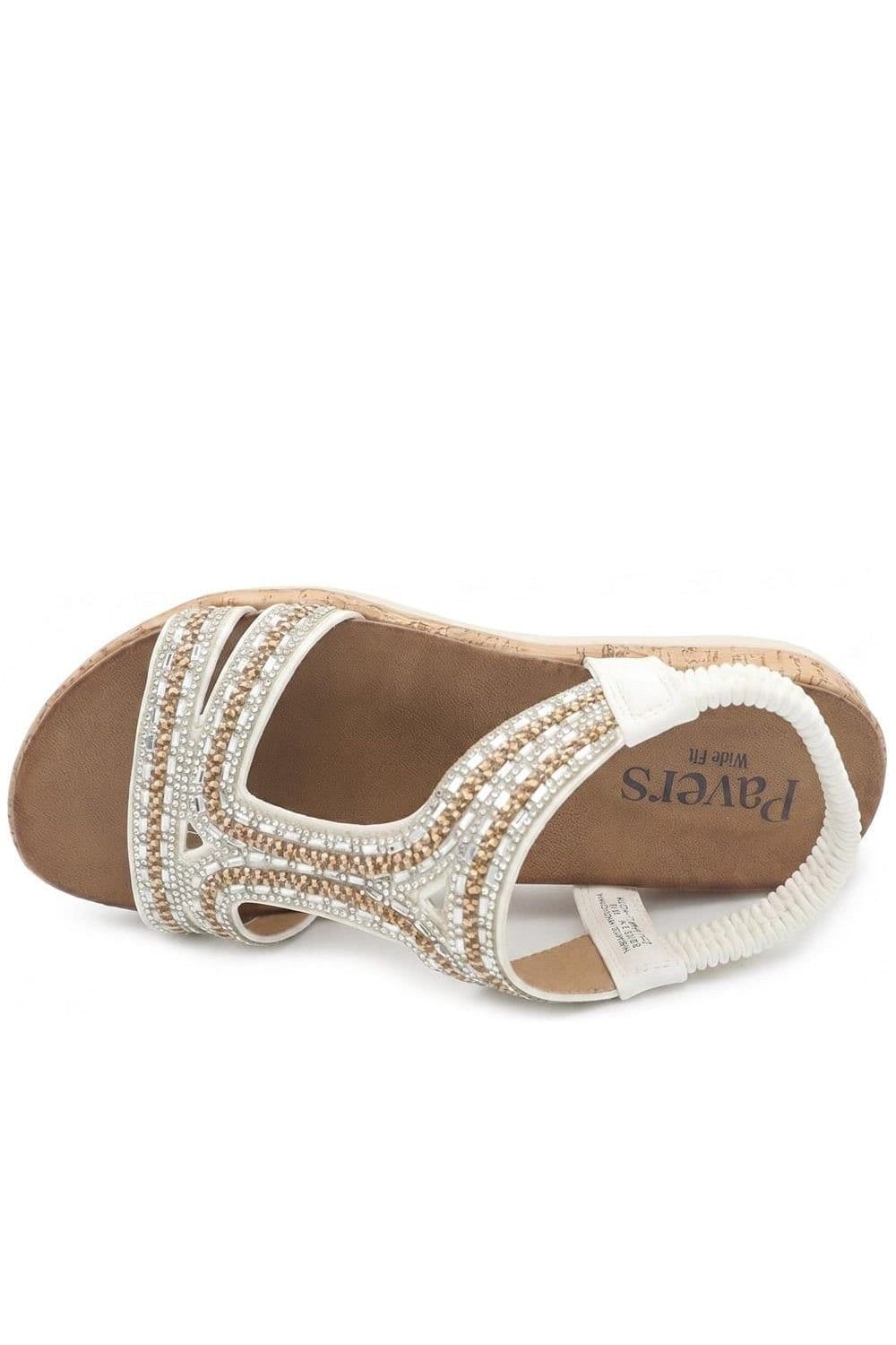Pavers Pavers Women's Wide Fit Elasticated Sandals in White - 4